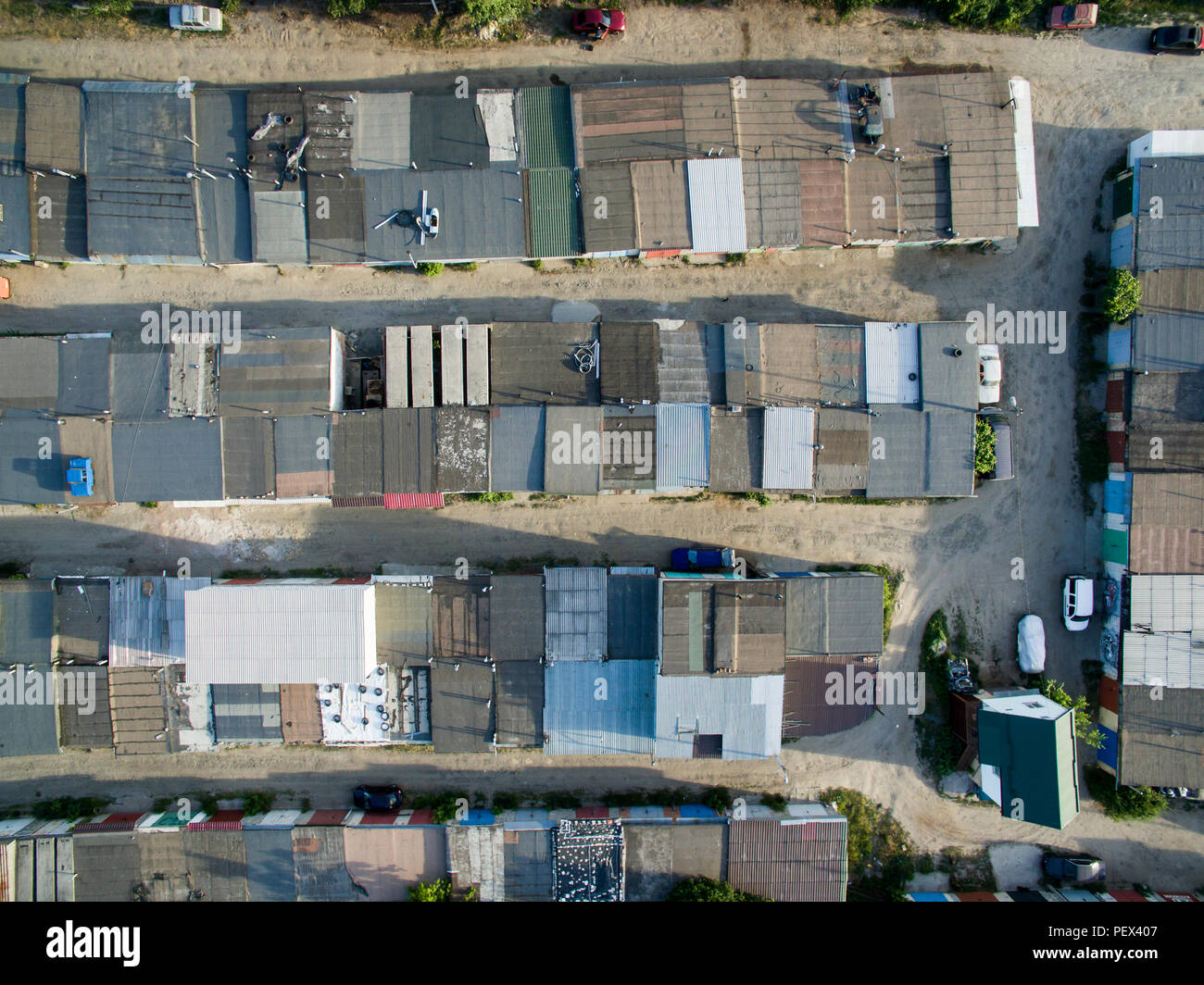 Il tetto del garage, vista dall'alto Foto Stock