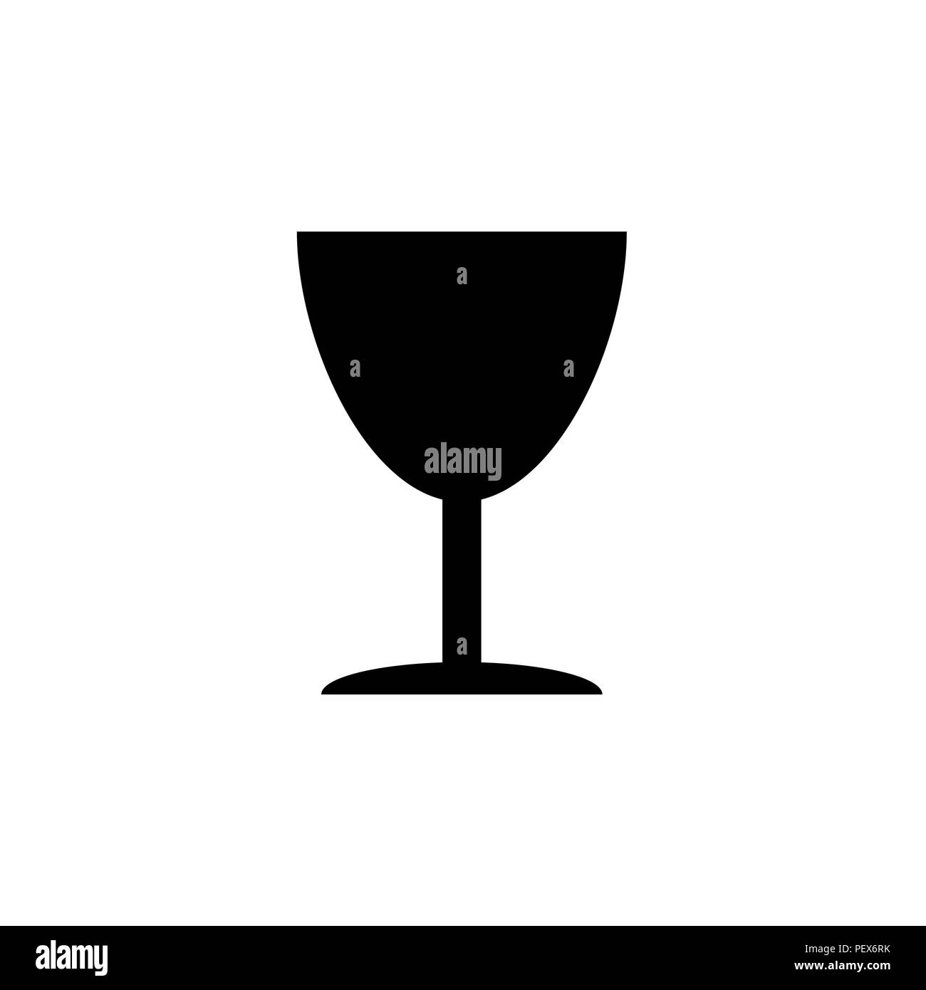 Icona del simbolo fragile (segno) nero su sfondo bianco Illustrazione Vettoriale