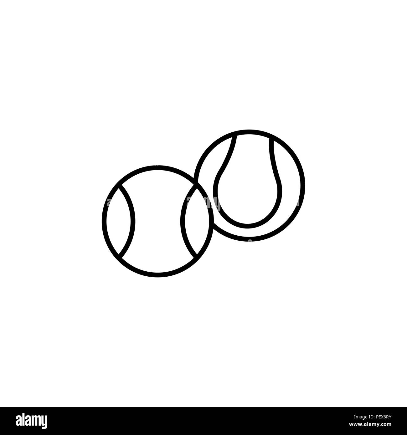 Creative palla da tennis icona nero su sfondo bianco Illustrazione Vettoriale