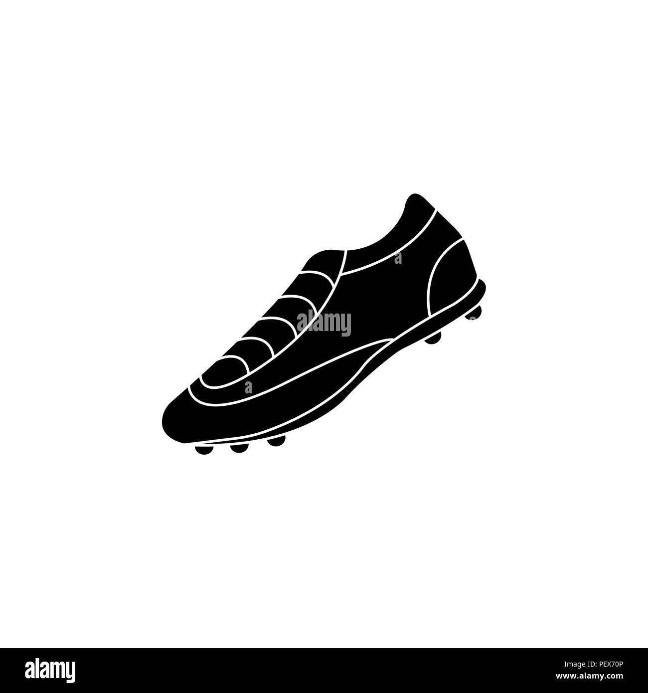 Scarpe da calcio etichetta - illustrazione vettoriale nero su sfondo bianco Illustrazione Vettoriale