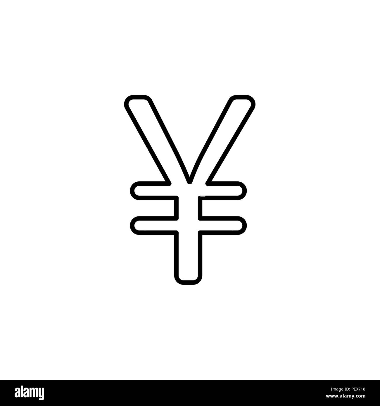 Yuan cinese (yen giapponese) icona linea. nero su sfondo bianco Illustrazione Vettoriale