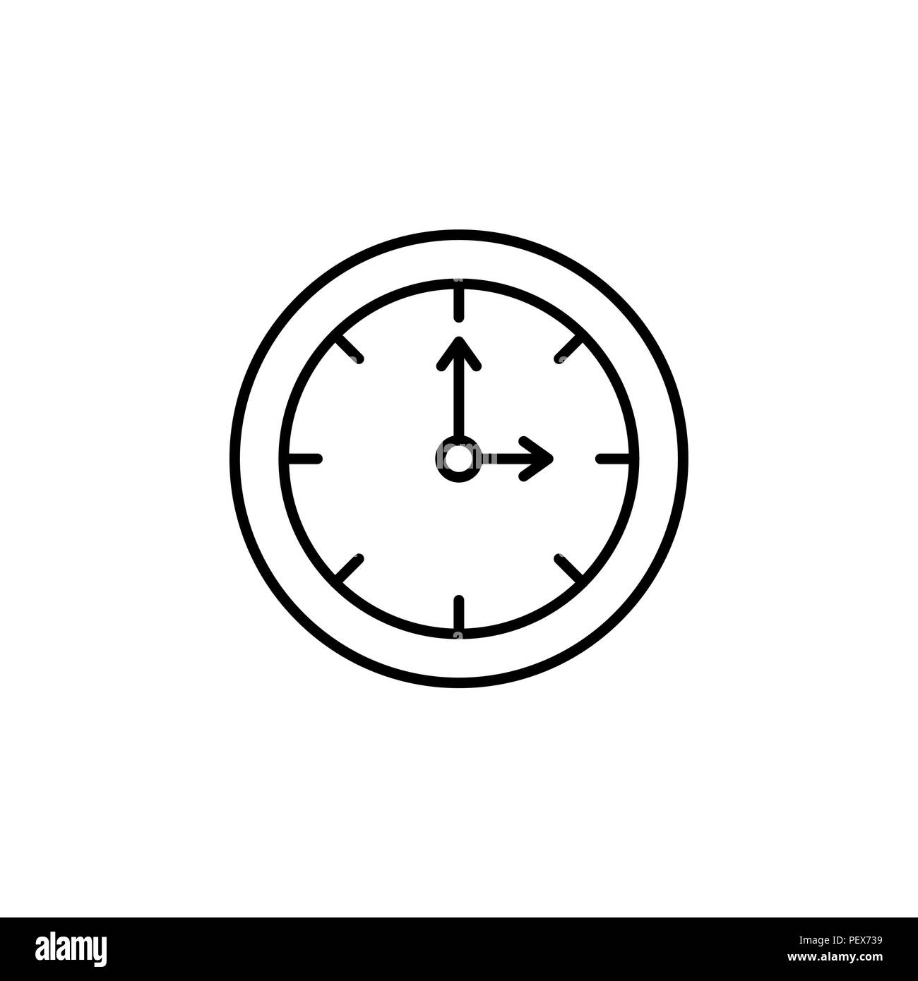 La linea di Clock icona. illustrazione vettoriale nero su sfondo bianco Illustrazione Vettoriale