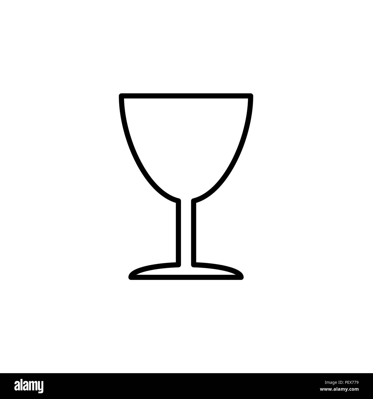 Icona linea di Fragile simbolo (segno) nero su sfondo bianco Illustrazione Vettoriale