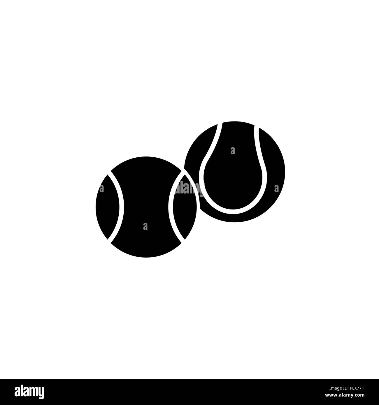 Palla da tennis icona. illustrazione vettoriale nero su sfondo bianco Illustrazione Vettoriale