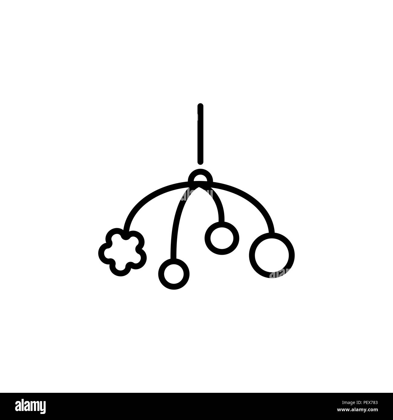 Culla appeso Toy linea icona nero su sfondo bianco Illustrazione Vettoriale