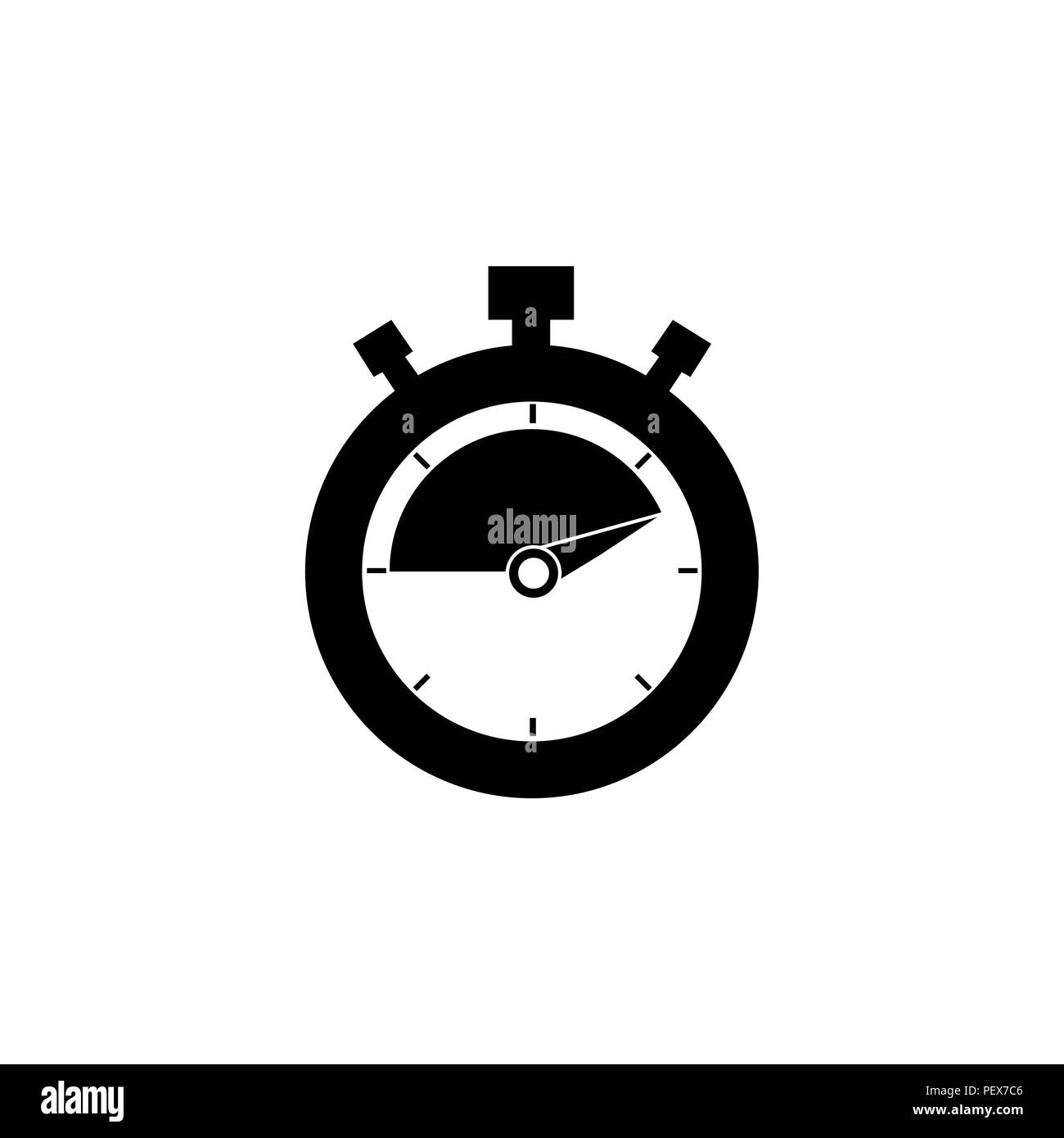 L'icona del timer. cronometro. illustrazione vettoriale nero su sfondo bianco Illustrazione Vettoriale