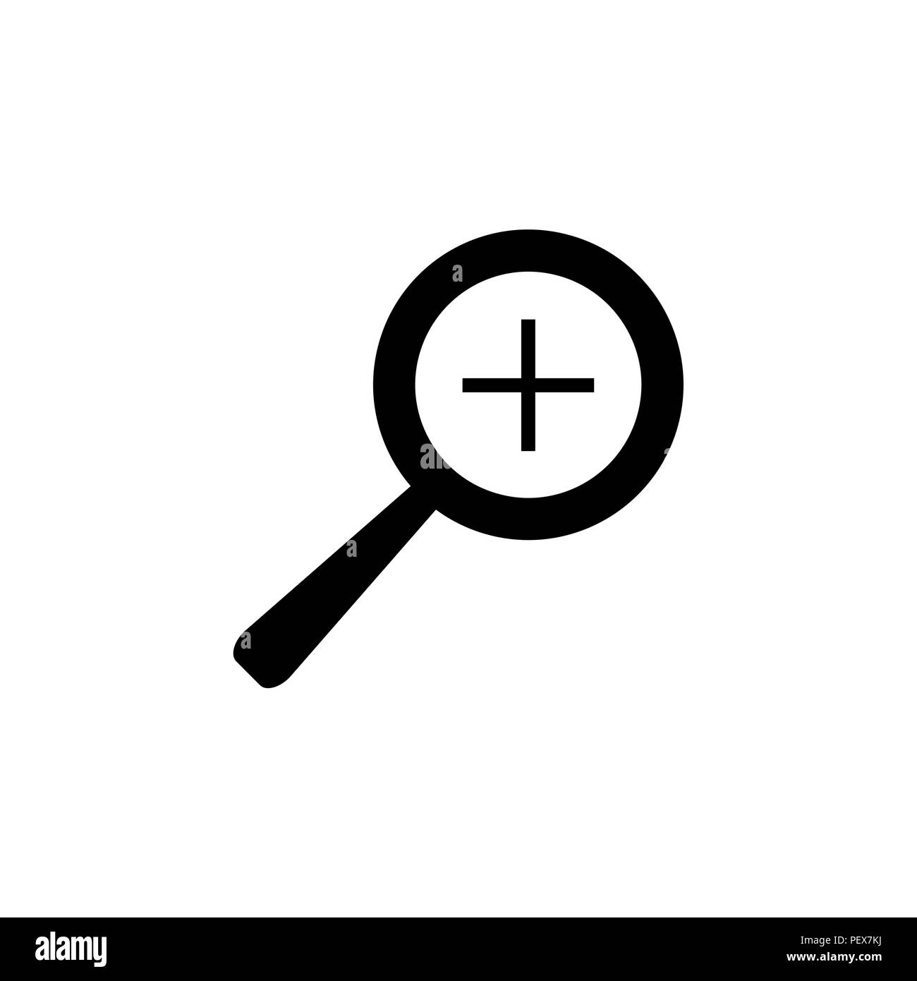 Web semplice vettore icona zoom nero su sfondo bianco Illustrazione Vettoriale