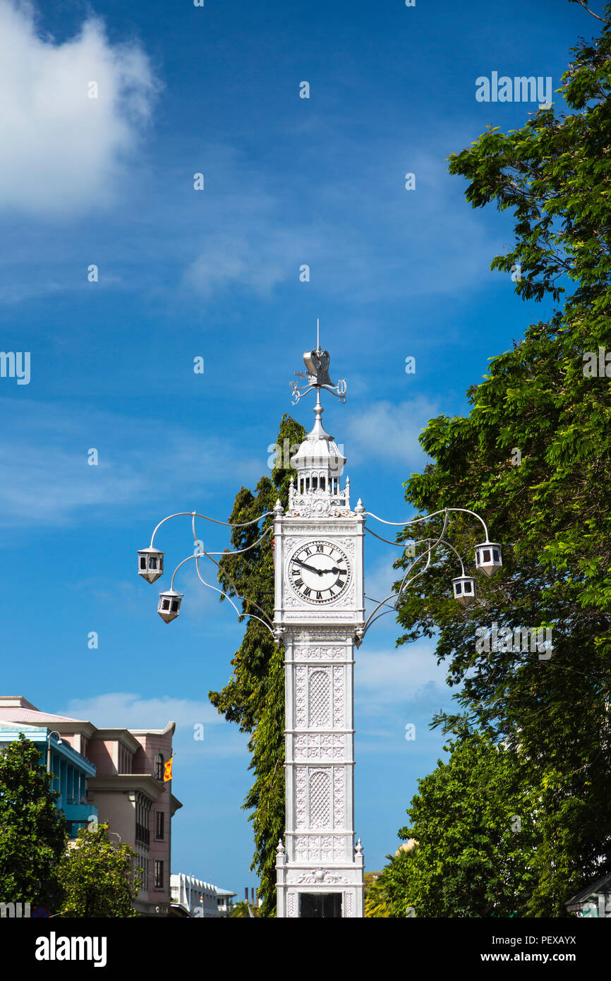 La famosa torre dell'orologio di Victoria ben noto come Little Big Ben in Mahe, Seicelle Foto Stock