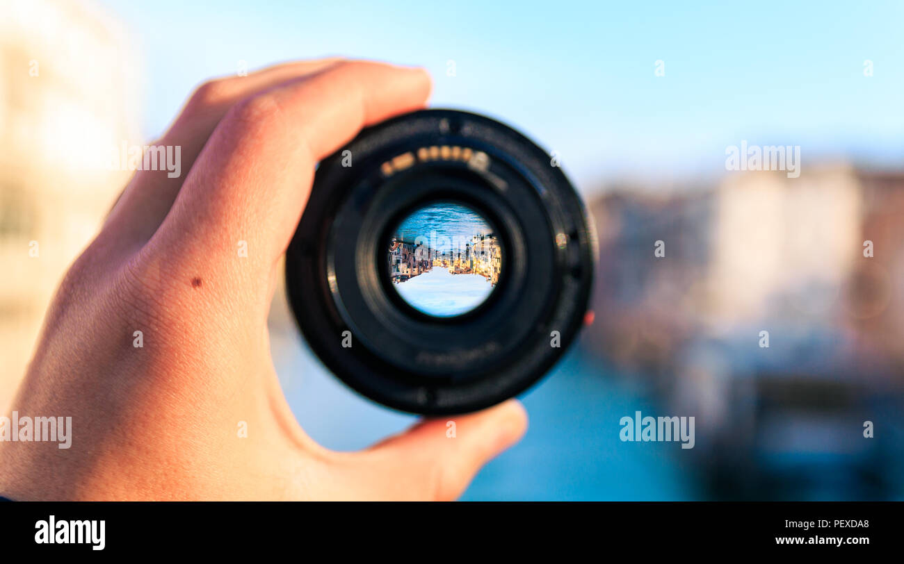 Venezia Italia attraverso la lente Foto Stock
