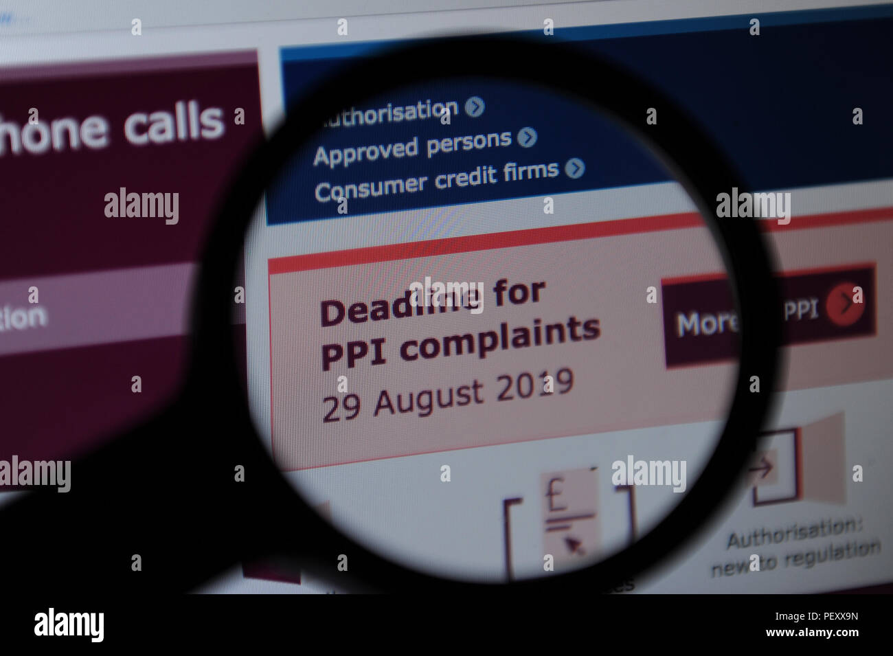 Il PPI termine sezione evidenziata sul comportamento finanziario competente sito web Foto Stock
