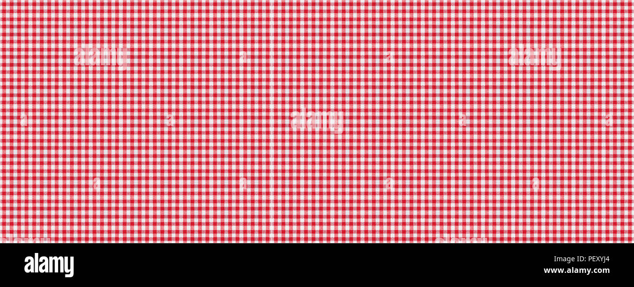 Il bianco e il rosso a scacchi tovaglia da picnic texture di sfondo, banner Foto Stock