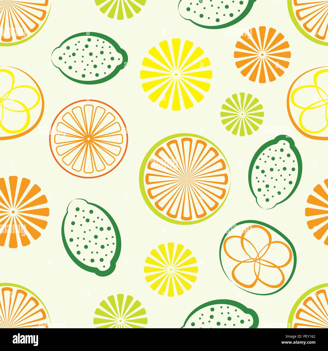Vettore di agrumi sfondo senza giunture abstract pompelmo, succo di limone, lime e orange simboli. Frutta tropicali pattern Illustrazione Vettoriale
