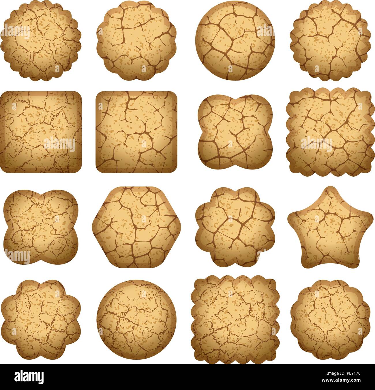 Set di vettore di biscotto cookie di forme diverse su sfondo bianco. eps10 illustrazione Illustrazione Vettoriale