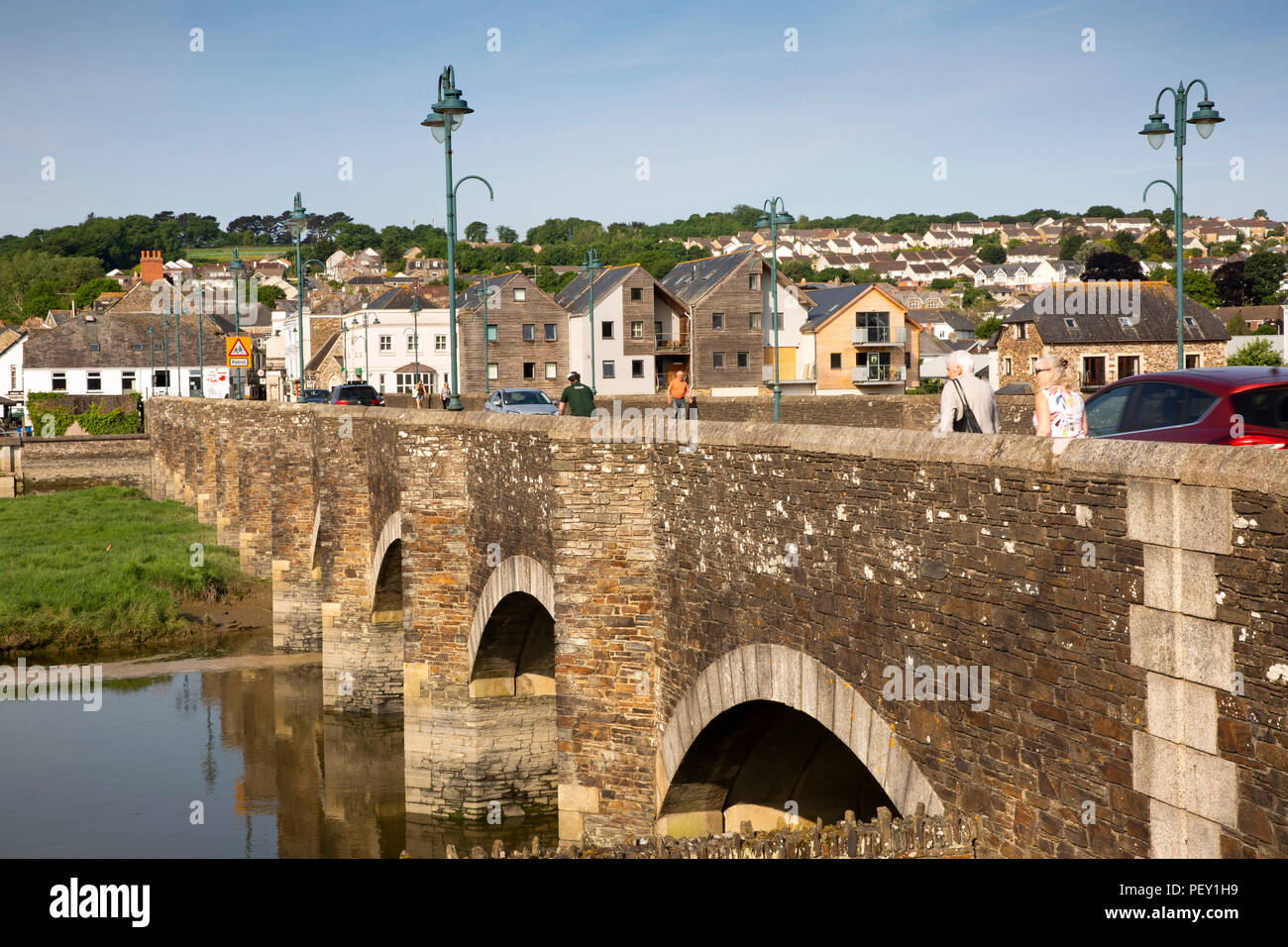 Regno Unito, Cornwall, St Albans, C XIV "Ponte sulla lana" su fiume Camel, Foto Stock