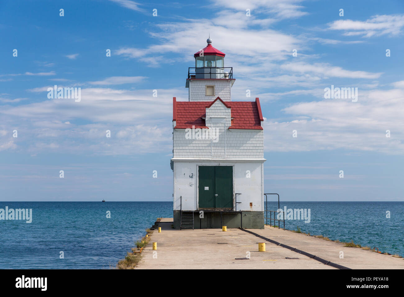 Kewanunee Sud Pierhead Lighthouse in Door County Wisconsin Foto Stock