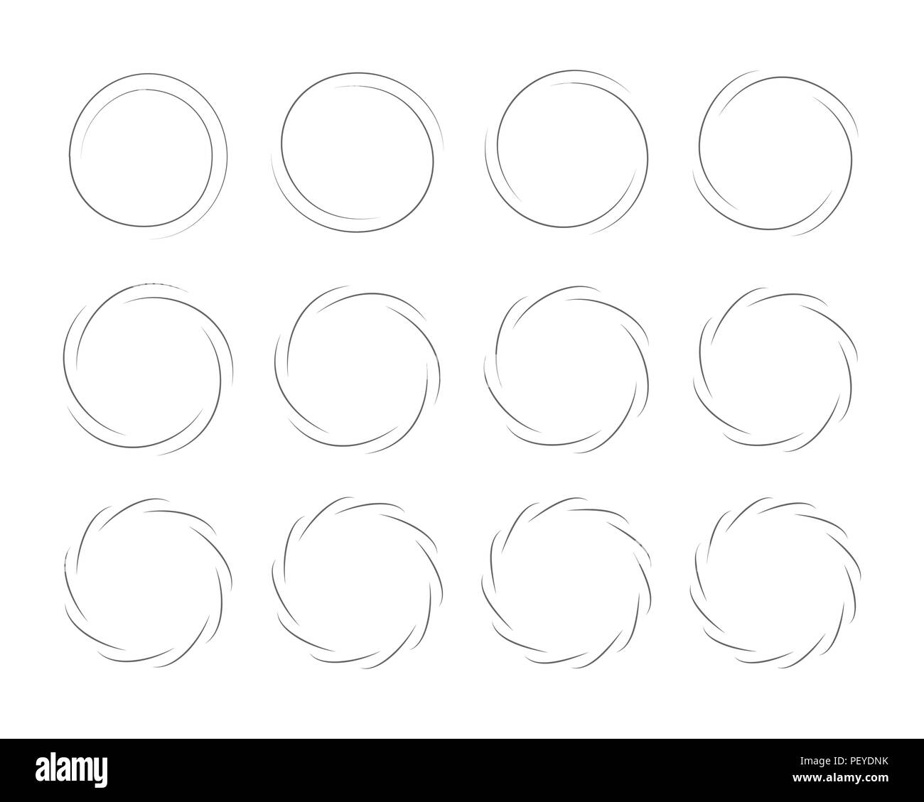 Trecce di turbolenza a spirale telaio decorazione ritorto cerchi set anello di vimini. Illustrazione Vettoriale. Illustrazione Vettoriale