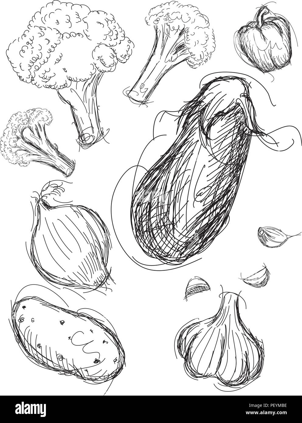 Medley vegetale schizzi Illustrazione Vettoriale