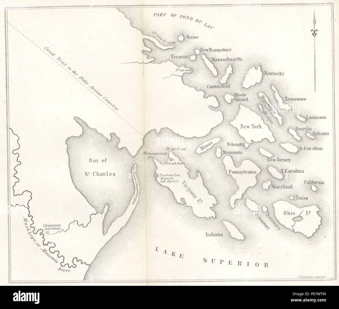 Immagine dalla pagina 118 di 'riepilogo narrativa di una spedizione esplorativa alle sorgenti del fiume Mississippi nel 1820 ripreso e completato con la scoperta della sua origine in Itasca Lago nel 1832. Con appendici' mediante il BRI4292. Foto Stock