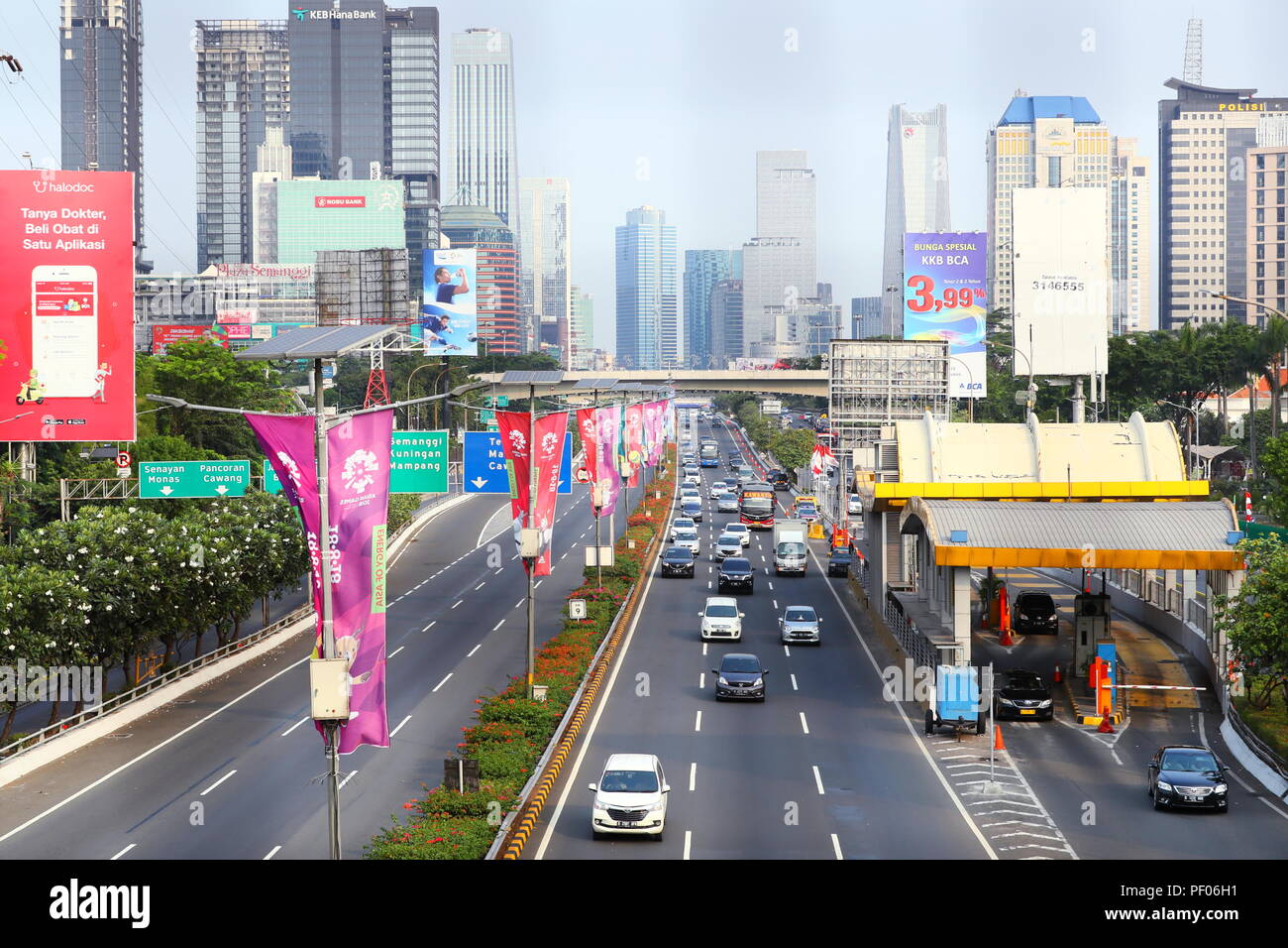 Jakarta, Indonesia. 18 Agosto, 2018. Vista generale cerimonia di apertura : vista generale di Jakarta City durante il 2018 Jakarta Palembang giochi asiatici in Jakarta, Indonesia . Credito: Naoki Nishimura AFLO/sport/Alamy Live News Foto Stock