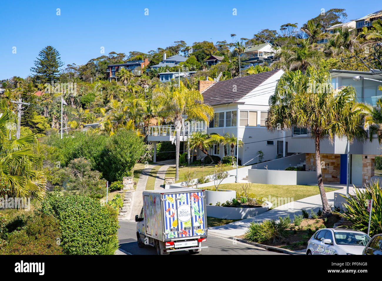 Lusso e costosi case residenziali nel sobborgo di Sydney di balena sulla spiaggia nord di Sydney, Australia Foto Stock