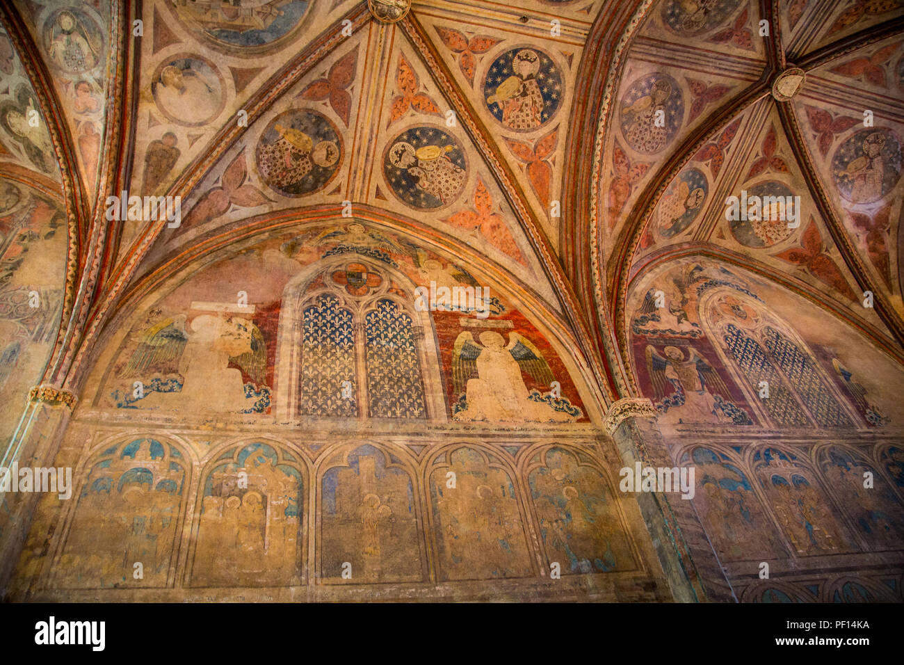 Affreschi sulle pareti del convento des giacobini Toulouse Francia Foto Stock