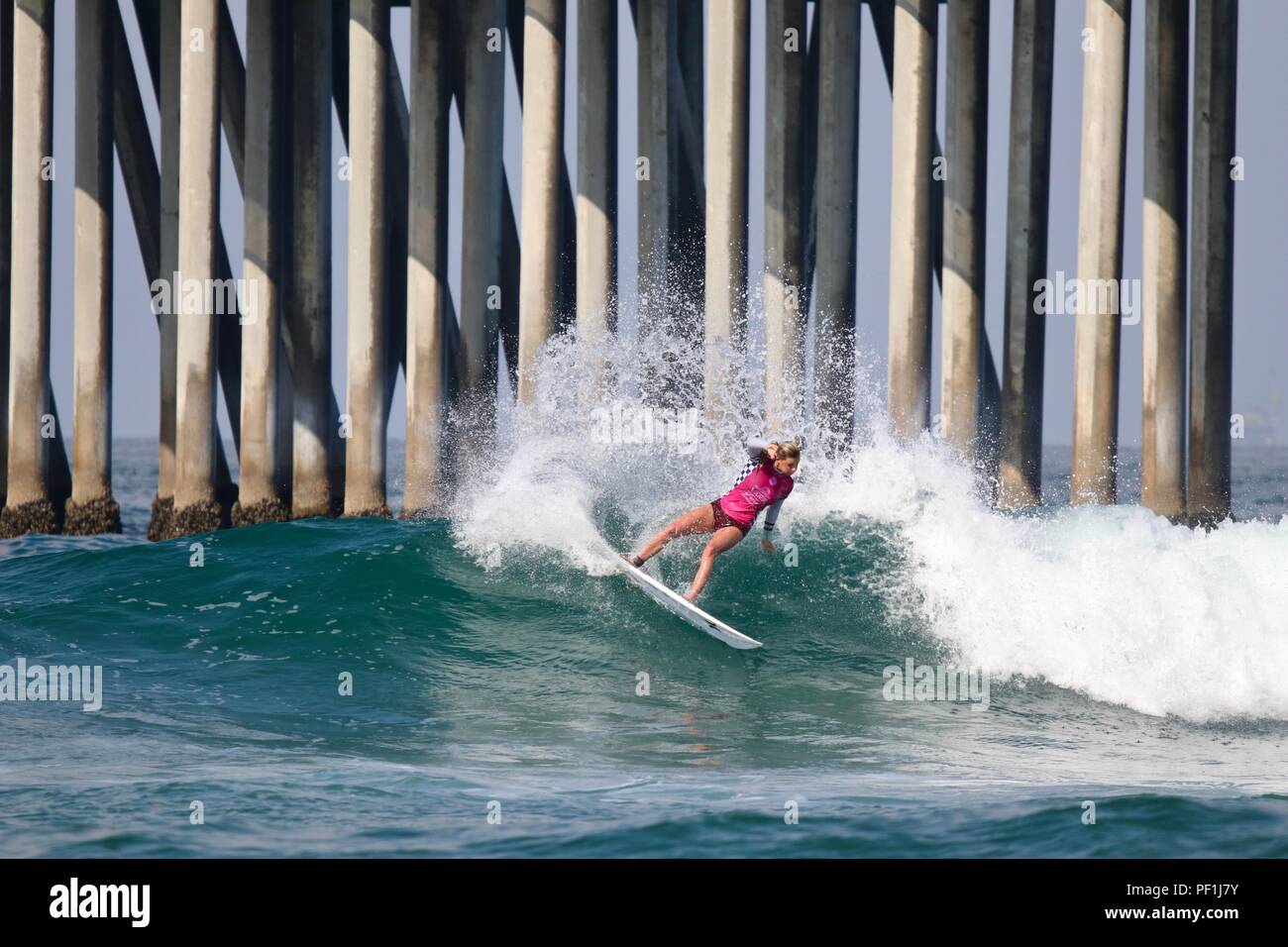 Lakey Peterson competere nel US Open di surf 2018 Foto Stock