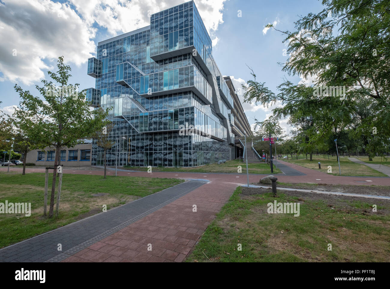 3D facciata di un edificio universitario, Delft, Paesi Bassi. Foto Stock