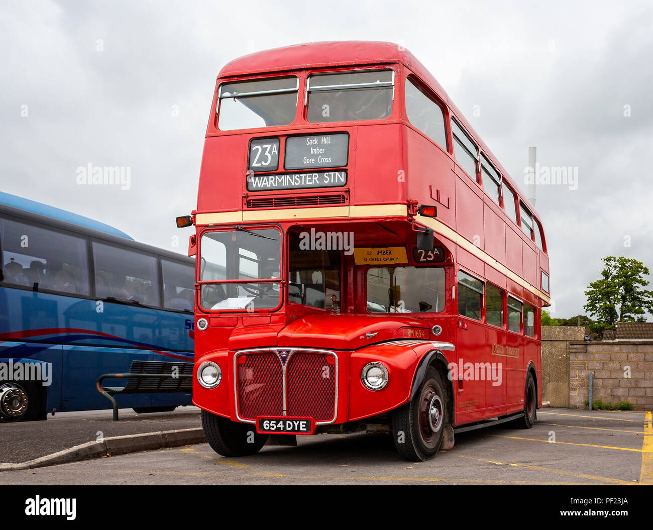 Red Routemaster London double decker bus, Imberbus giorno classico servizio di autobus tra Warminster e Imber Village prese a Warminster, Wiltshire, Regno Unito su Foto Stock