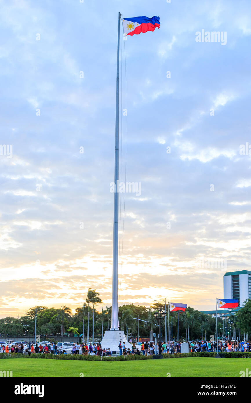 La malato, Filippine - 29 Luglio 2018: La Bandiera delle Filippine a Rizal Park Foto Stock