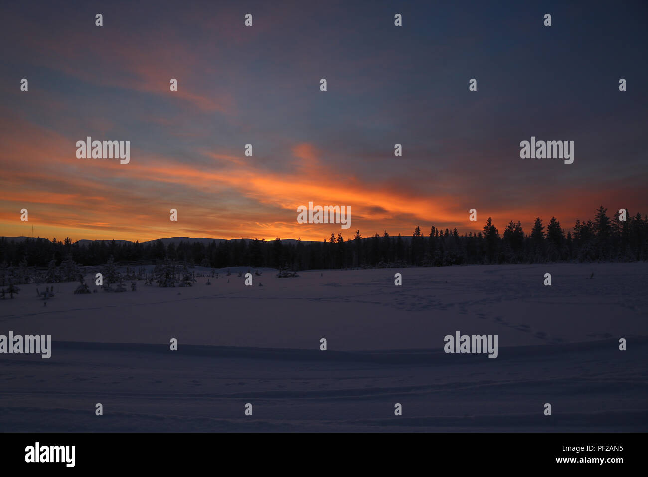 Inverno Sunrise, Loustro Foto Stock