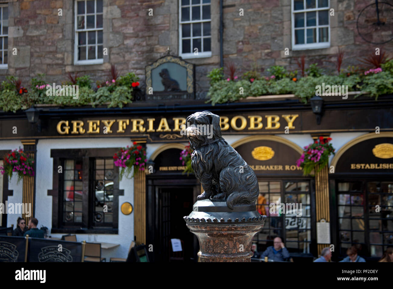 La Grayfriar Bobby con naso usurati, Edimburgo, Scozia, Regno Unito Foto Stock