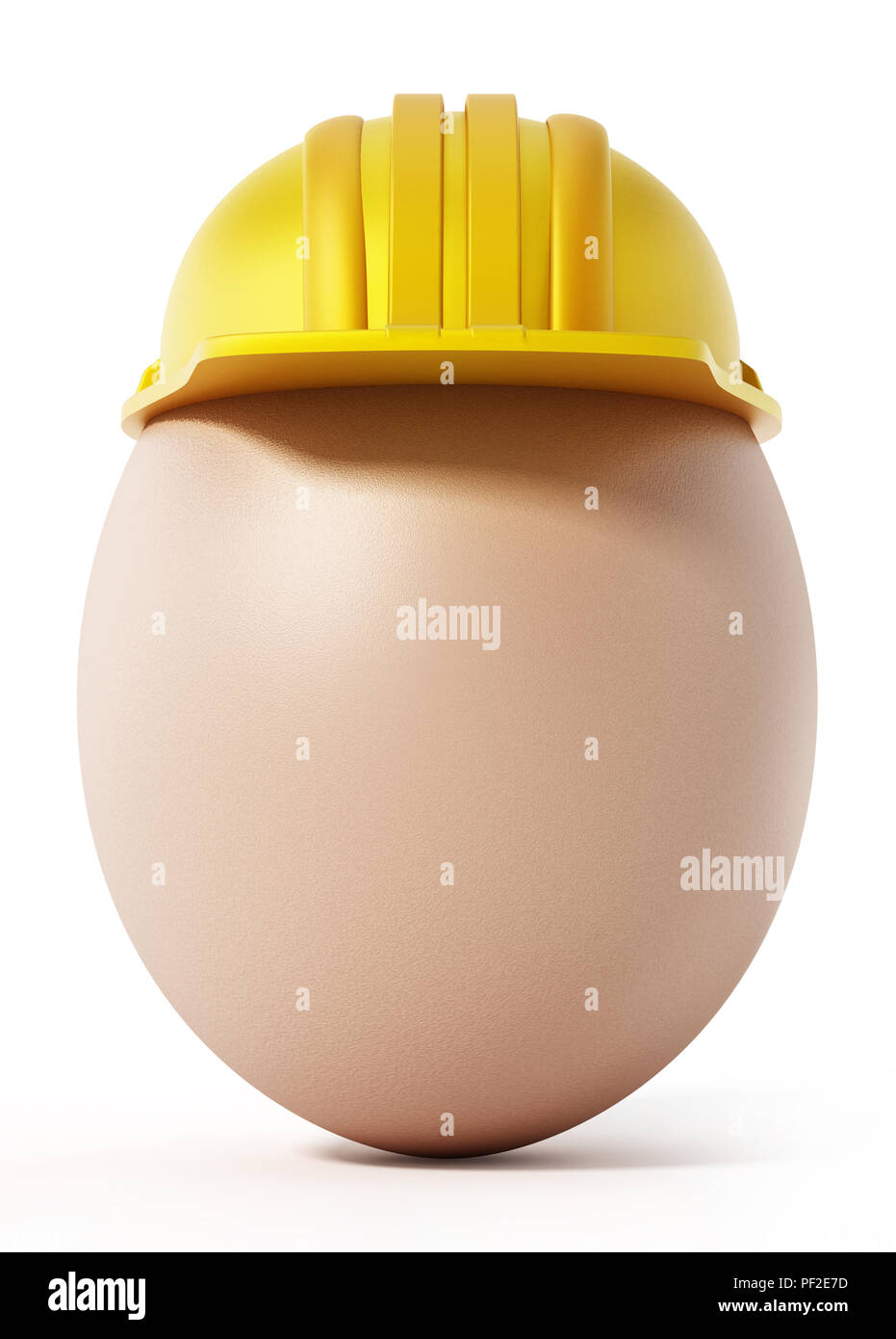 Uovo marrone con giallo hardhat. 3D'illustrazione. Foto Stock