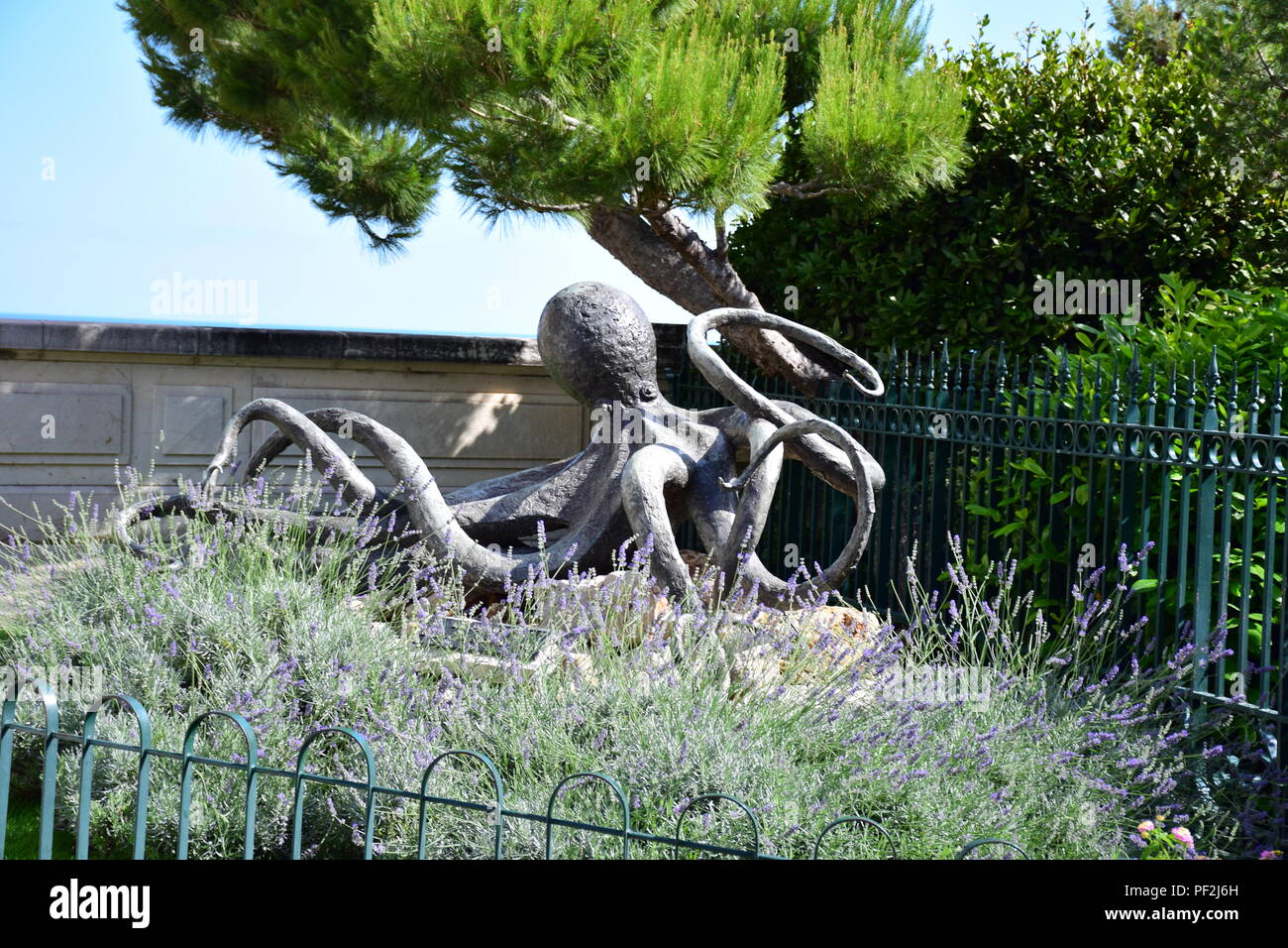 Il polpo scultura a motivo dell'Istituto Oceanografico di Monaco Foto Stock