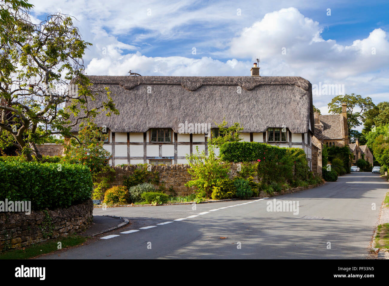 Stanton, Regno Unito - 8 Agosto 2018: Stanton è un villaggio nel distretto di Cotswold del Gloucestershire ed è costruito quasi completamente di pietre di Cotswold, Foto Stock