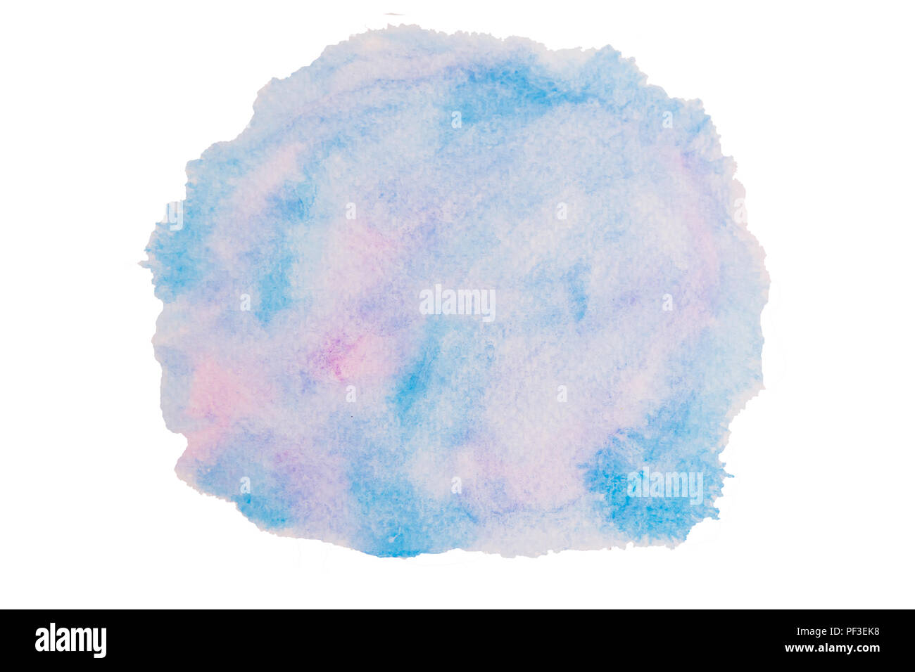 Acquerello blu e viola con disegnato a mano. Splash texture Acquerello su sfondo bianco Foto Stock