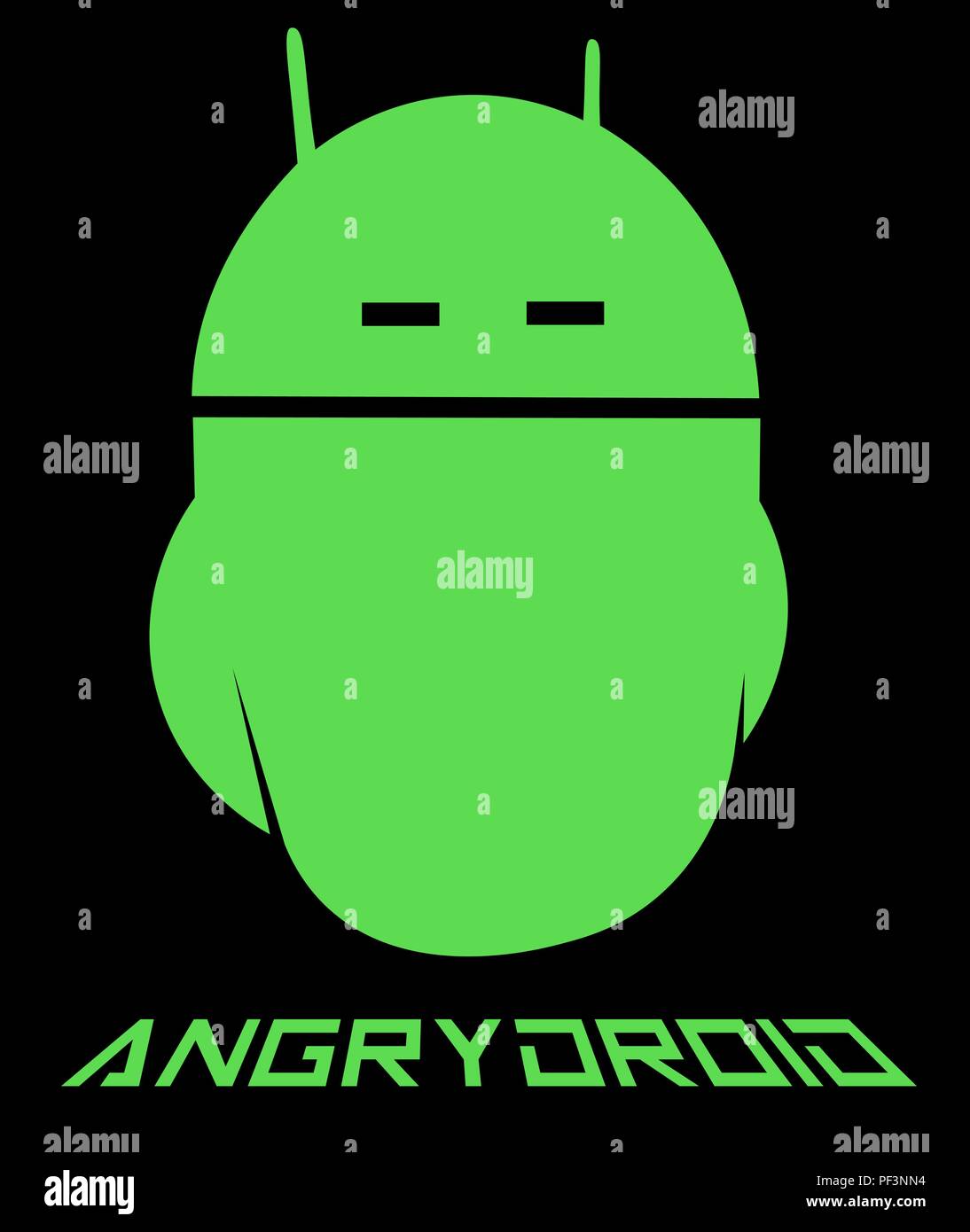 Emoticon android, male android minimalismo logo creativo Illustrazione Vettoriale