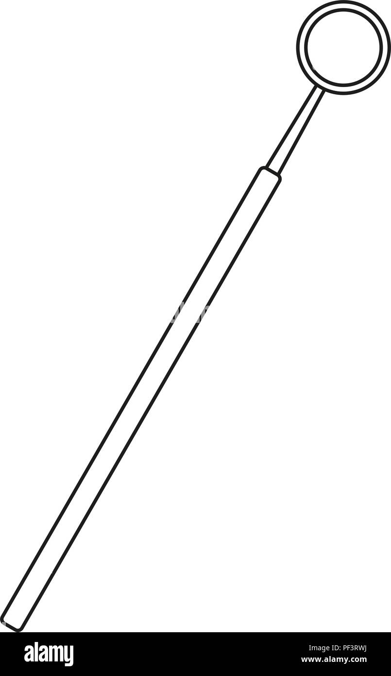 Line art in bianco e nero specchio dentale Illustrazione Vettoriale