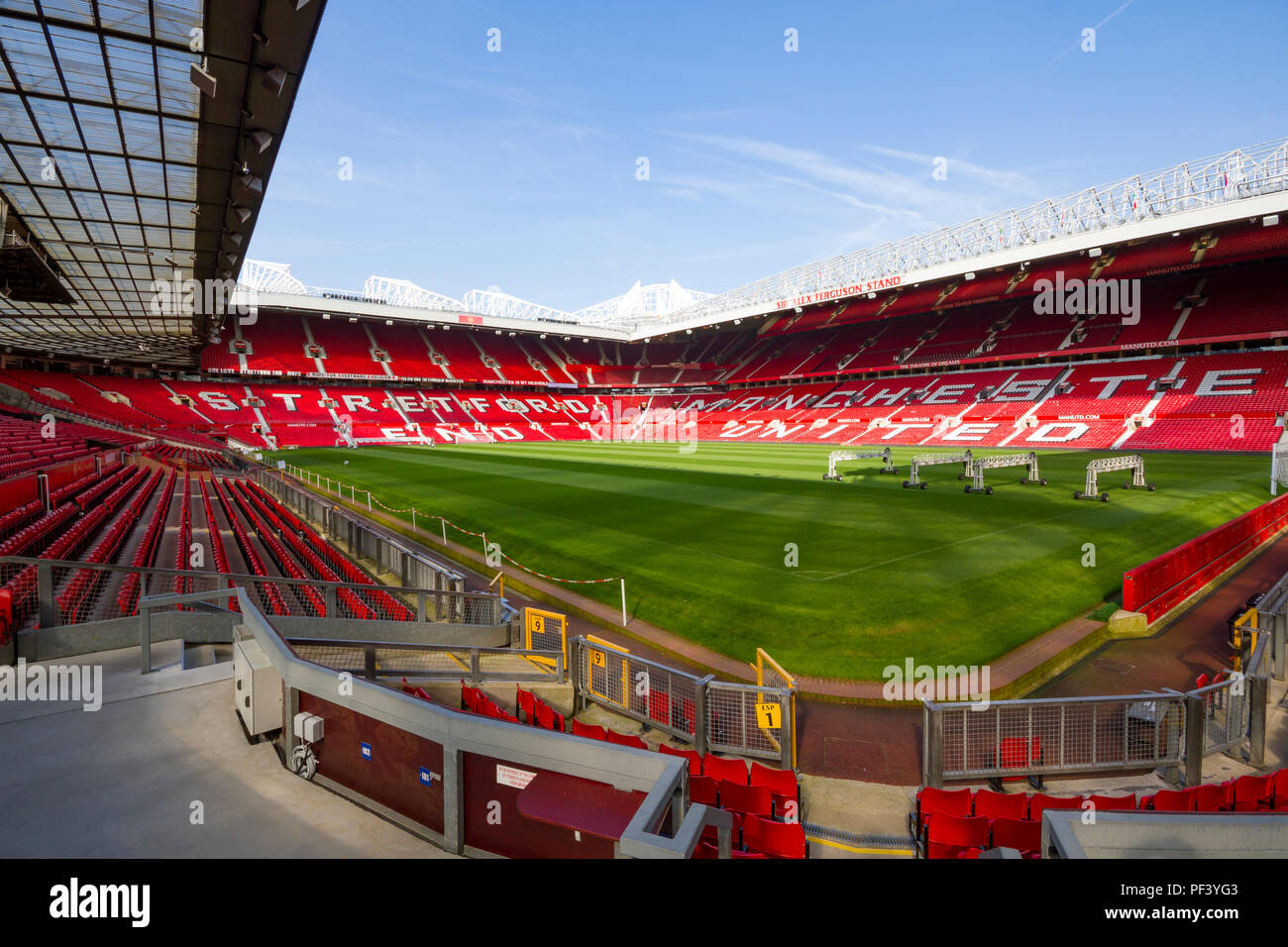 All'interno di Old Trafford. Casa del Manchester United Football Club Foto Stock
