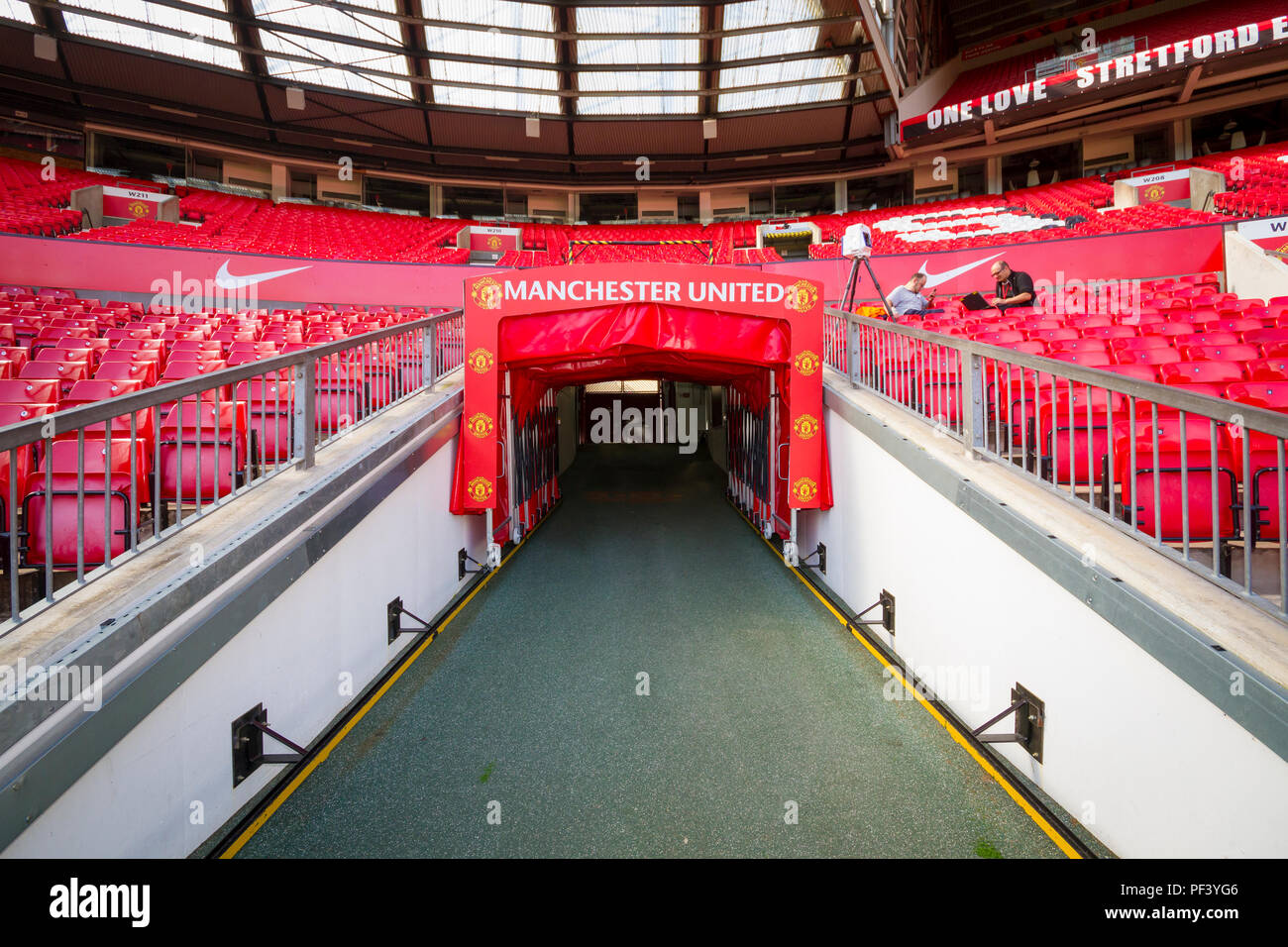 All'interno di Old Trafford. Casa del Manchester United Football Club Foto Stock