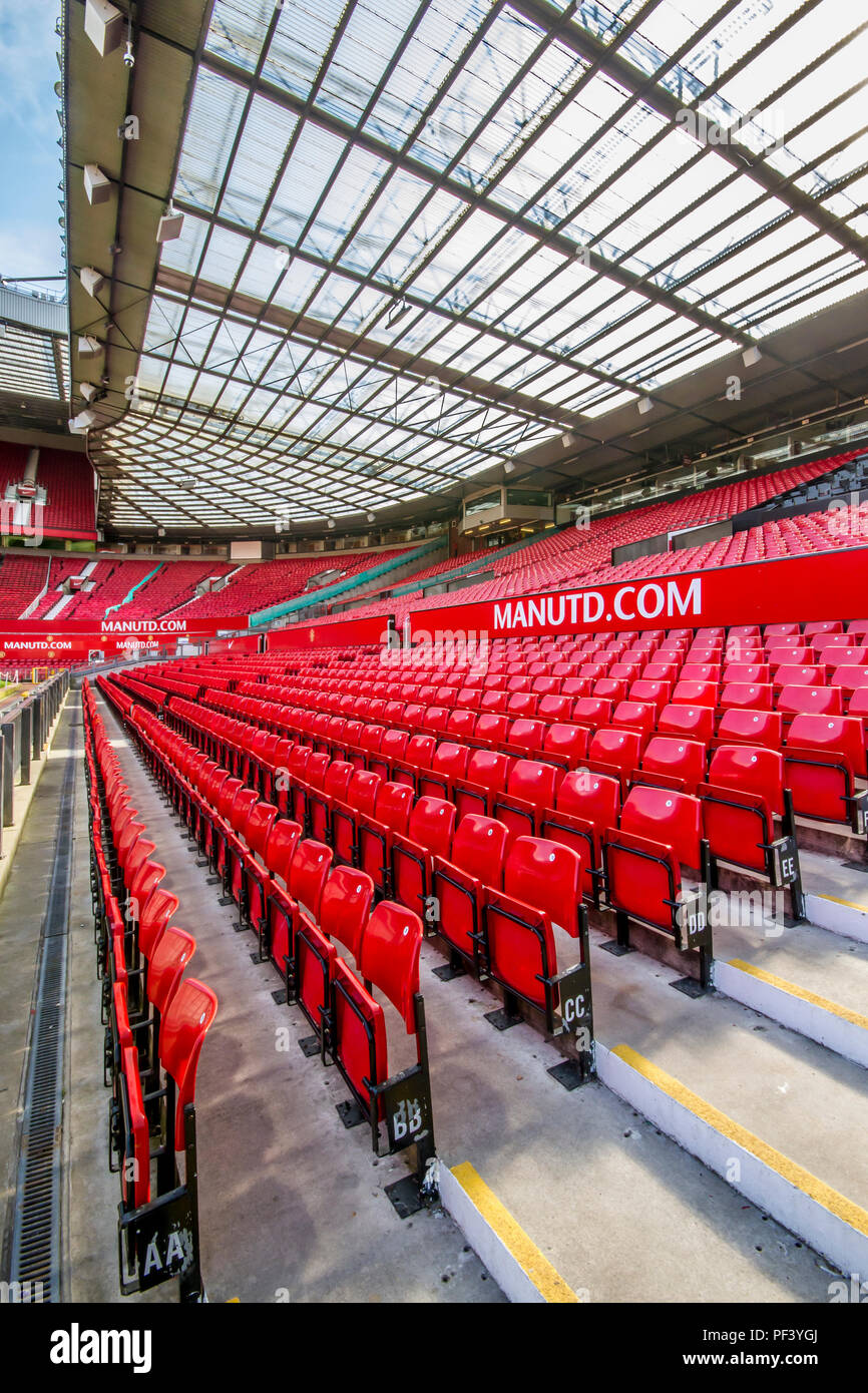 All'interno di Old Trafford. Casa del Manchester United Football Club Foto Stock