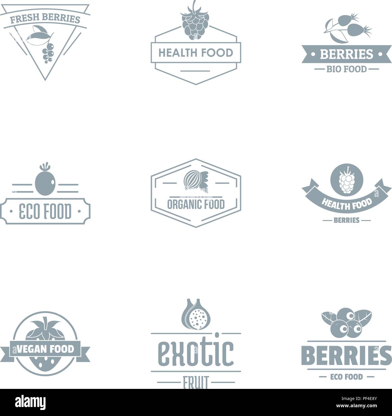 Esotici logo berry set, stile semplice Illustrazione Vettoriale