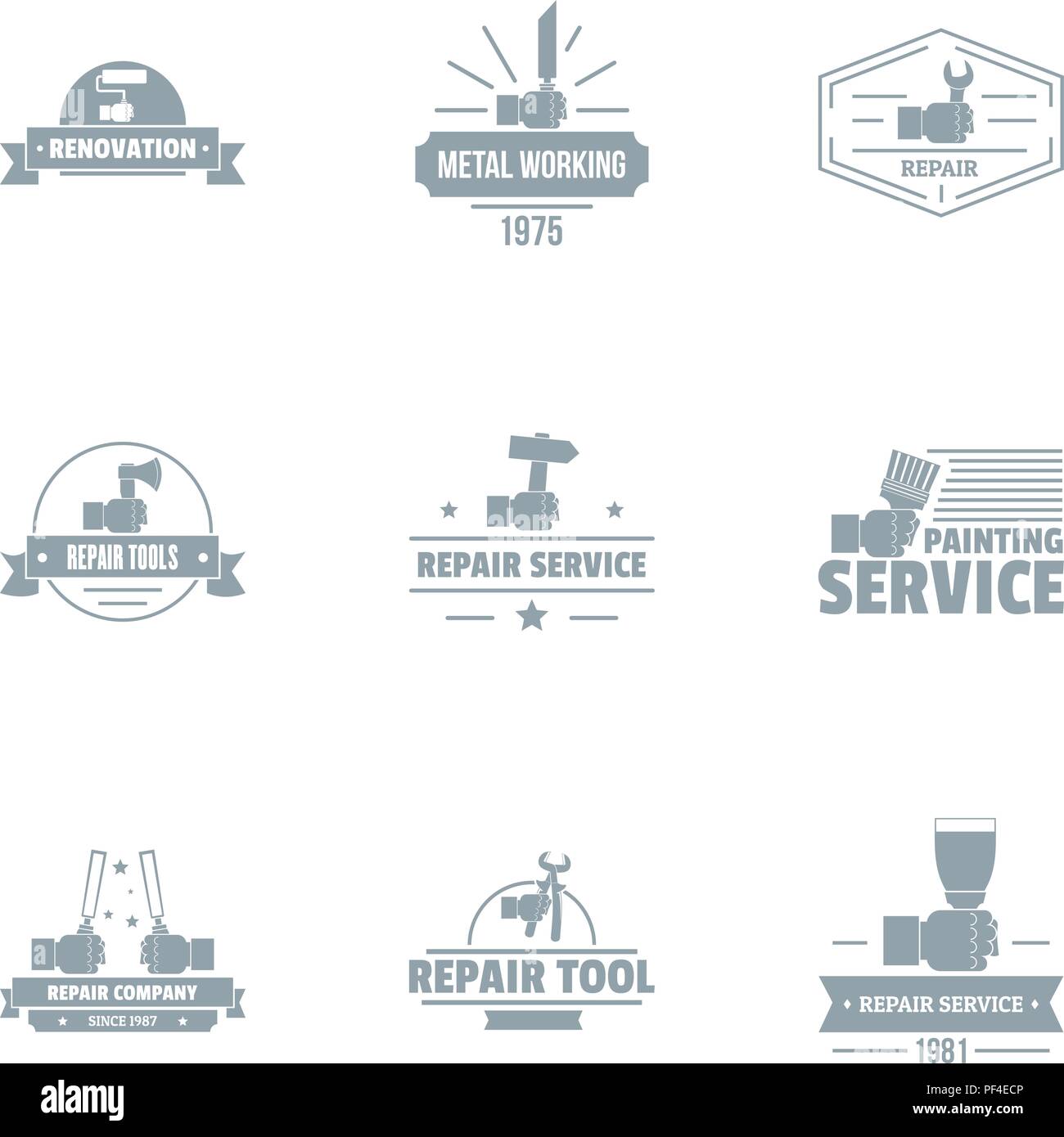 Attrezzo rinnovare il logo, set di stile semplice Illustrazione Vettoriale