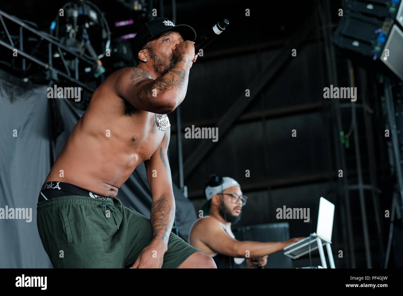 WEST PALM BEACH, FL - 17 agosto: Chevy Woods compie durante il stordito & Autocollimanti Tour al Coral Sky anfiteatro sul 17 agosto 2018 in West Palm Beach, Florida. Credito: mpi140/MediaPunch Foto Stock