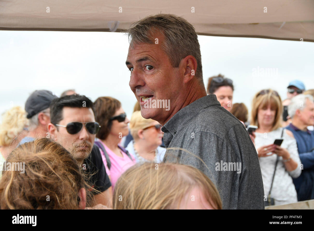 Beaminster, Dorset, Regno Unito. 19 agosto 2018. Regno Unito Meteo. Attore Neil Morrissey a Buckham Fiera a Beaminster, Dorset. Credito Foto: Graham Hunt/Alamy Live News Foto Stock