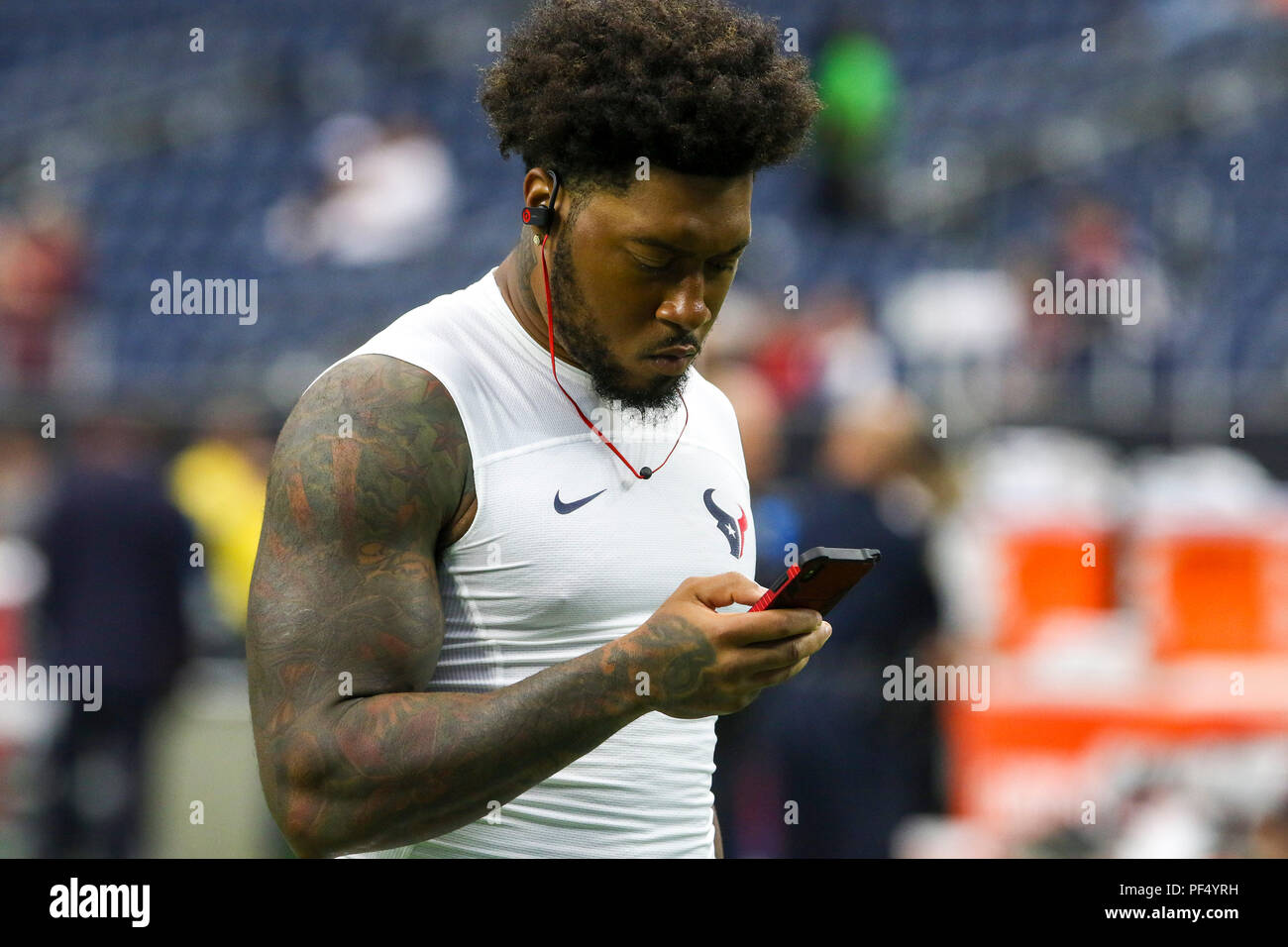 Agosto 18, 2018: Houston Texans linebacker Benardrick McKinney (55) durante la preseason NFL partita di calcio tra la Houston Texans e San Francisco 49ers a NRG Stadium di Houston, TX. John Glaser/CSM Foto Stock