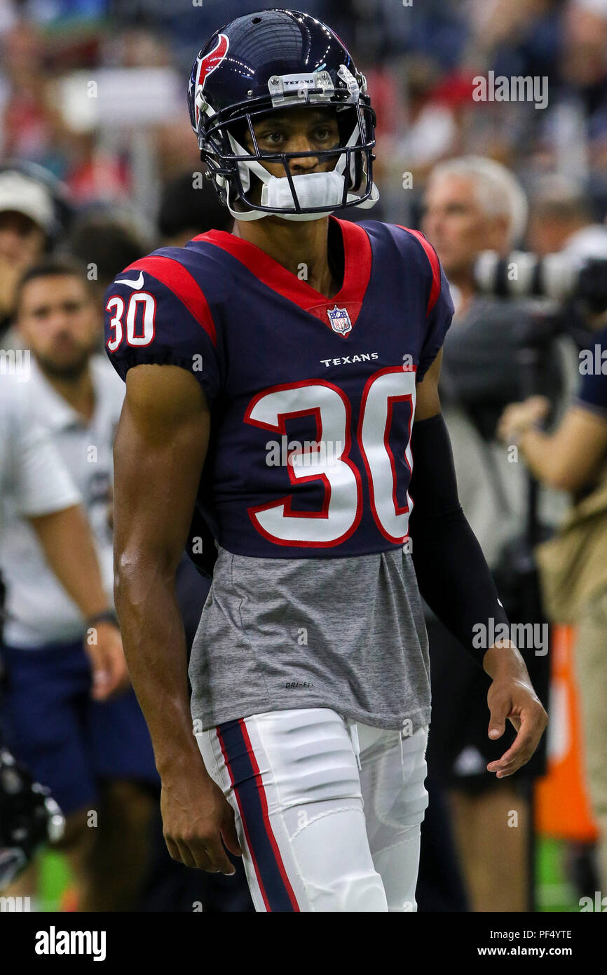 Agosto 18, 2018: Houston Texans cornerback Kevin Johnson (30) durante la preseason NFL partita di calcio tra la Houston Texans e San Francisco 49ers a NRG Stadium di Houston, TX. John Glaser/CSM Foto Stock