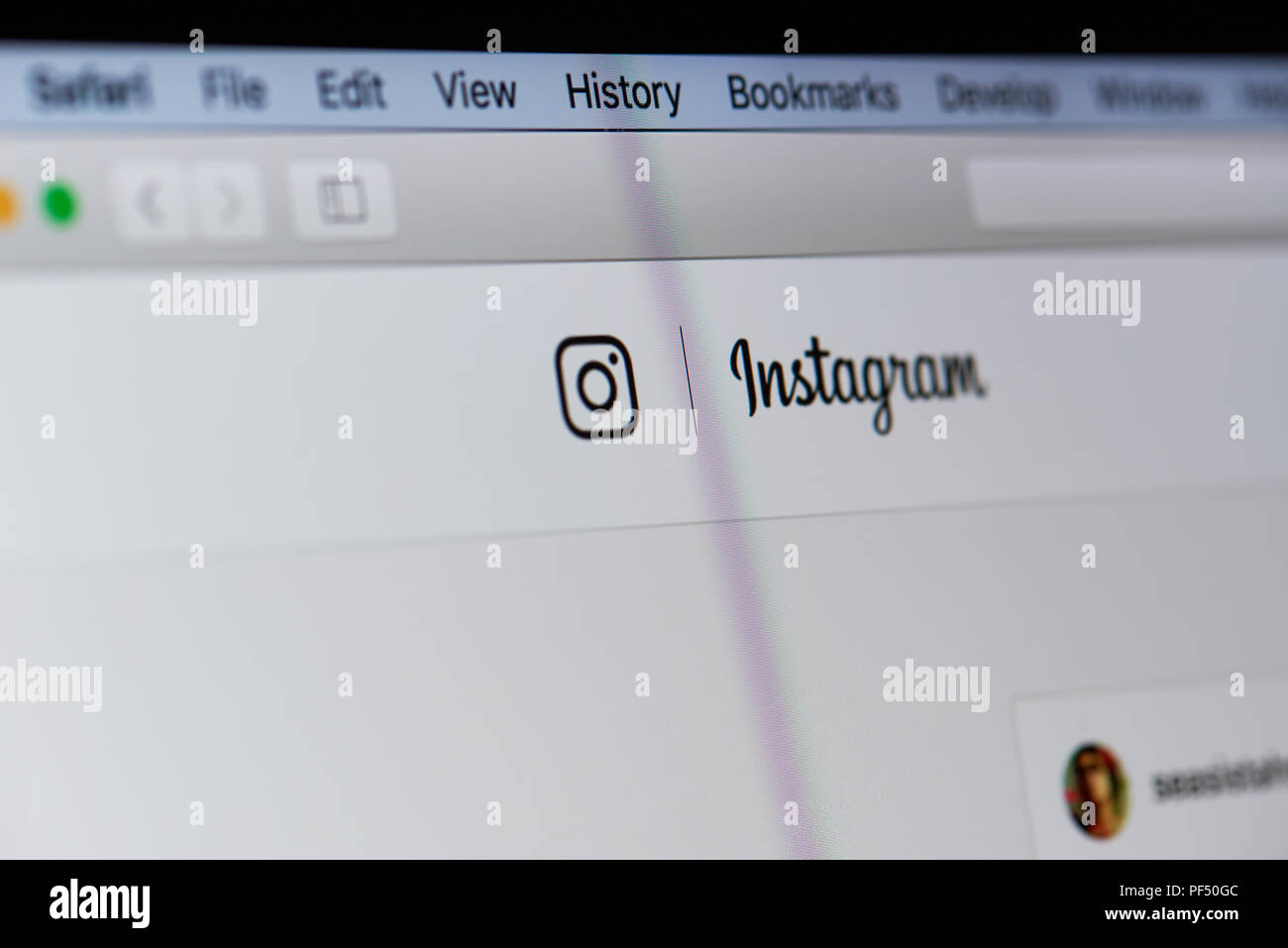 New york, Stati Uniti d'America - 18 agosto 2017:Instagram photo serviceon schermo portatile close-up Foto Stock