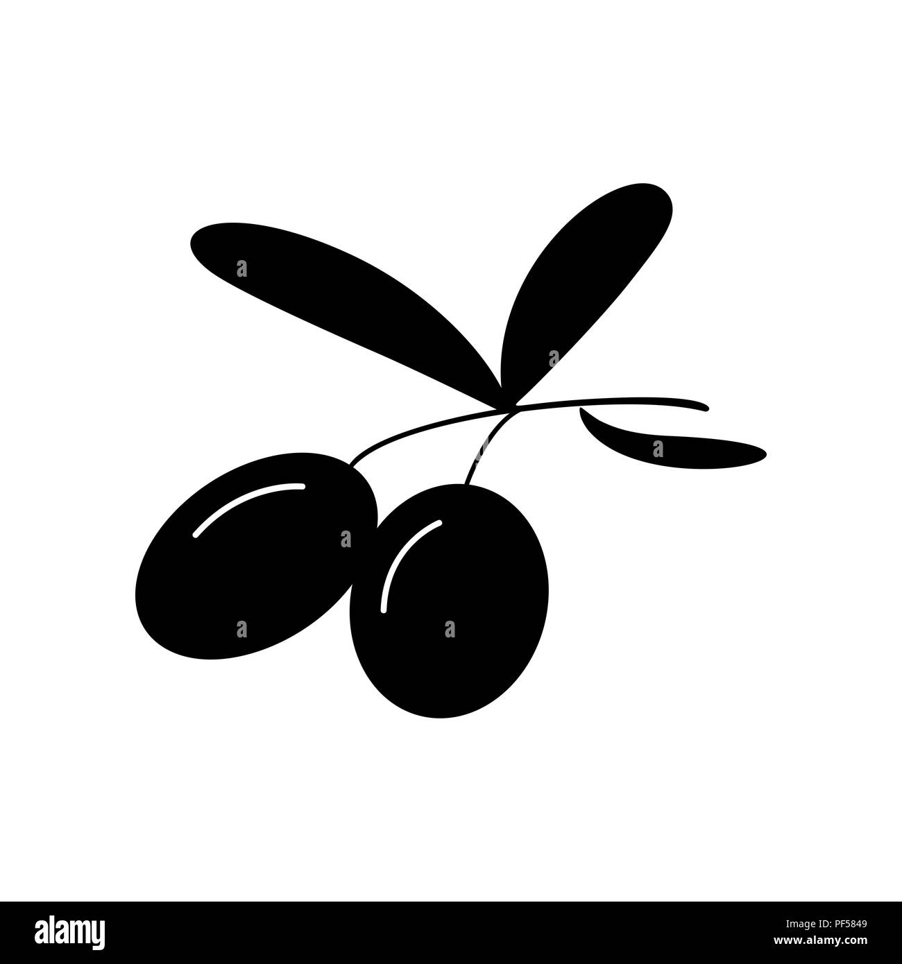 Olive segno illustrazione. Vettore. Riempito icona nera a sfondo bianco. Isolato. Illustrazione Vettoriale