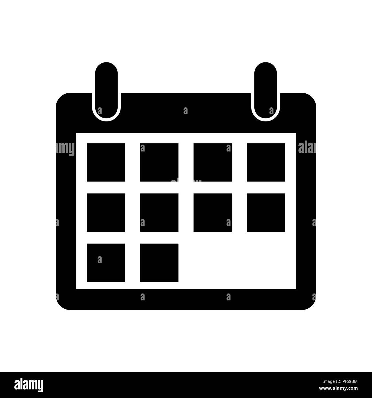 Segno del calendario illustrazione. Vettore. Riempito icona nera a sfondo bianco. Isolato. Illustrazione Vettoriale