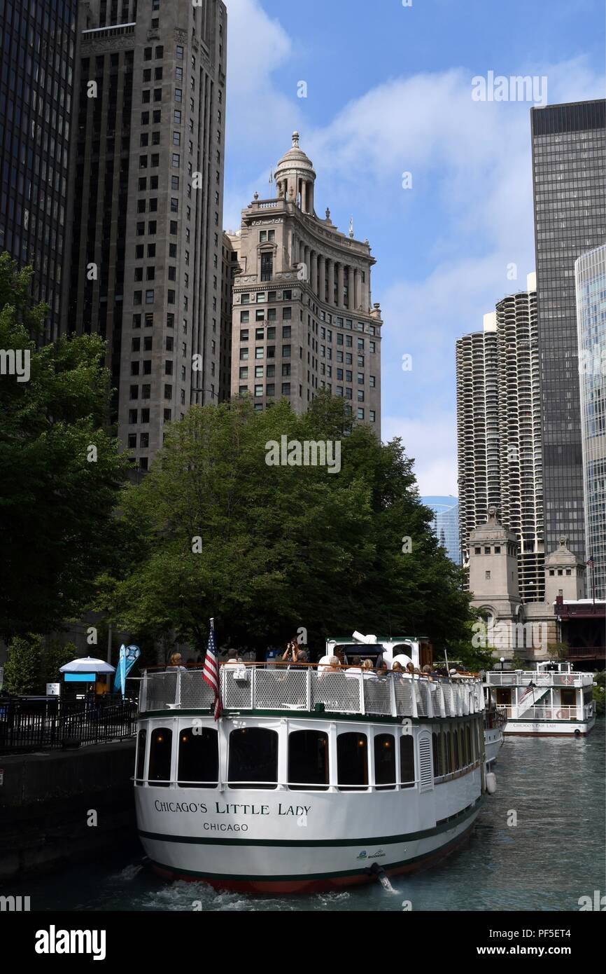 Chicago Architecture Foundation crociera sul fiume Foto Stock